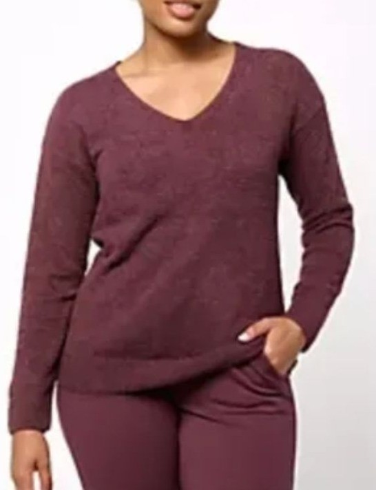 Barefoot dreams CozyChic Lite Knit V-Neck Pullover Size Medium
