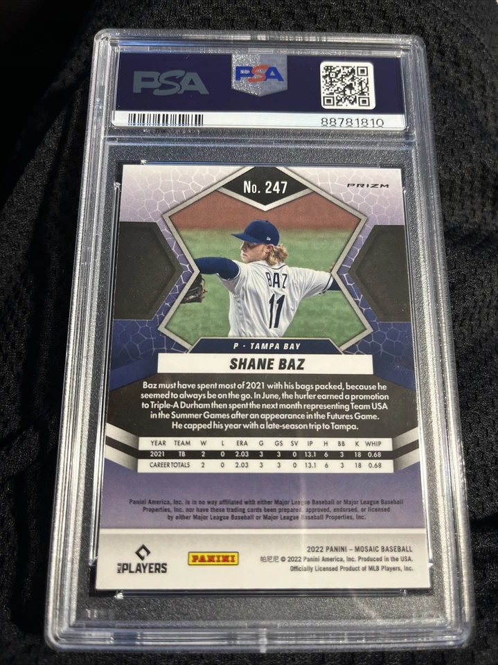 2022 Panini Mosaic Mosaic #247 Shane Baz - PSA GEM MINT 10, POP 1 - Image 2 of 2