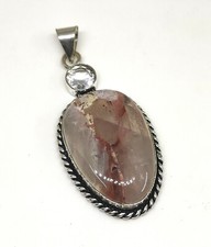 Natural Rutilated Quartz Crystal Handmade Designer Jewelry Pendant 2.25"