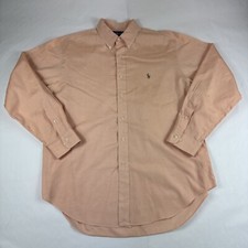 Ralph Lauren Classic Fit Oxford Mens 17 Orange Long Sleeve Button Up Flesh Pony