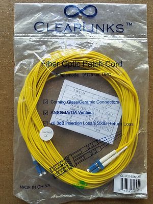 LC-LC Single Mode Fiber Optic Cable ClearLinks CL-LC2-SMD-10 - 10 Meters