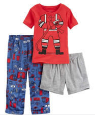 Carter's Fire Fighter Pajama Set 3-Piece Blue/Red Boys 18 Mo NWT