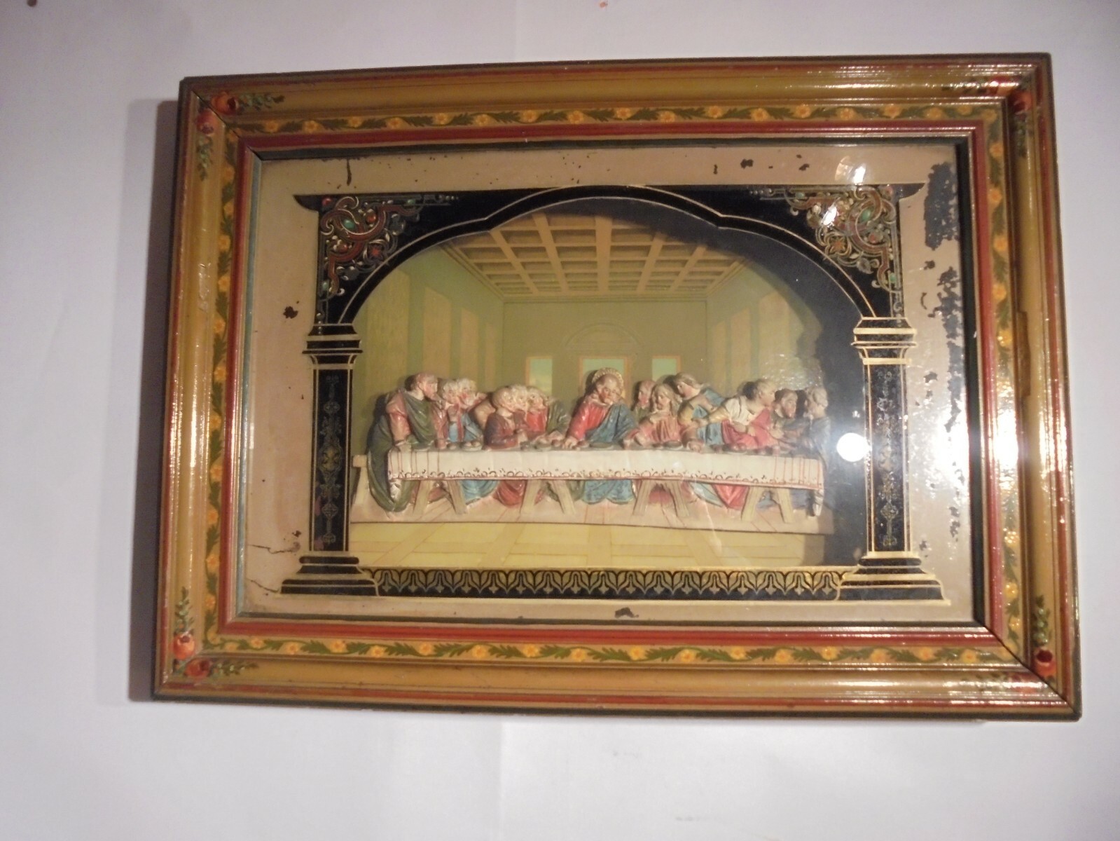 KASTENBILD , DAS LETZTE ABENDMAHL ENDE 19. JH. B/H/D=65/47/10 CM