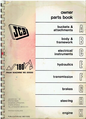 JCB 2D 3 3C 3D 4D 700 EXCAVATOR ORIGINAL FACTORY PARTS CATALOGUE