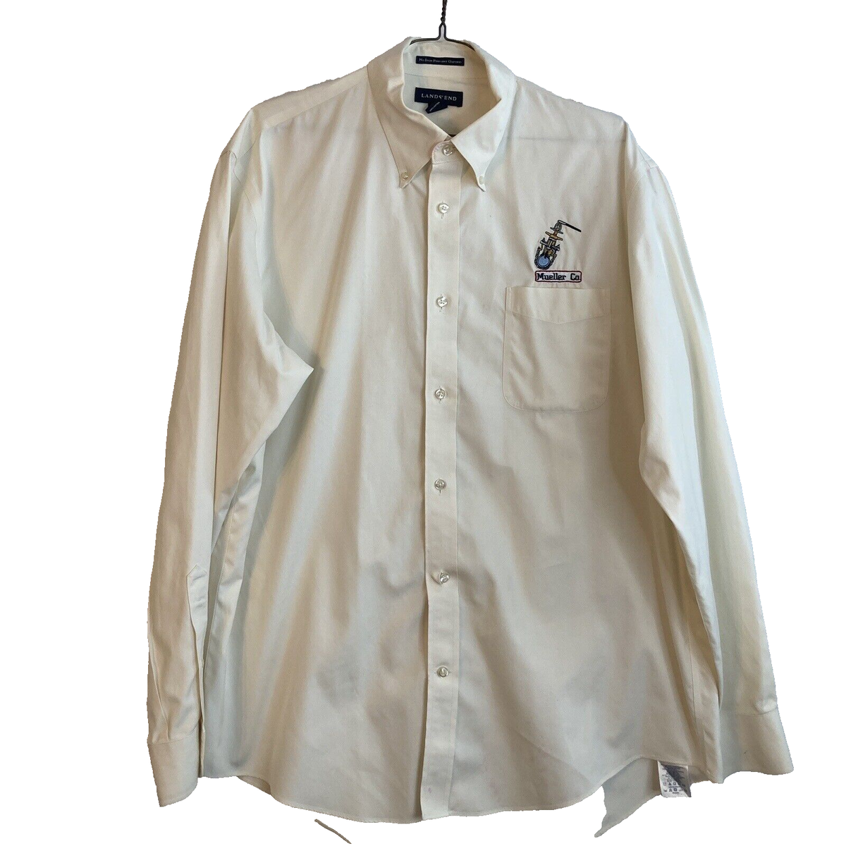Land's End Men's White LS Oxford Dress Shirt 16.5-35, Mueller, Co Blue Valve Land's End Men's White LS Oxford Dress Shirt 16.5-35, Mueller, Co Blue Valve
