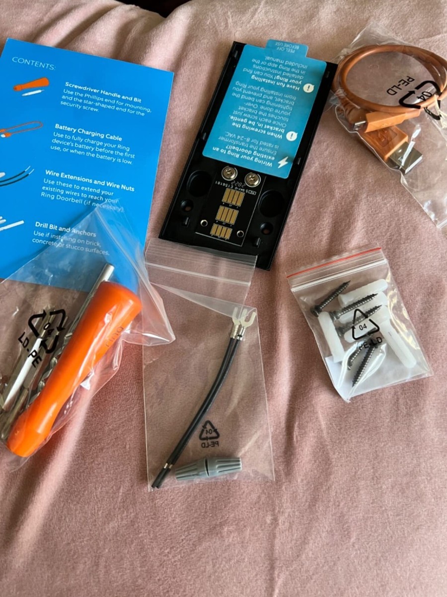 Kit De Pièces Détachées Pour Ring Video Doorbell 2 (2e Gen) – Support, Vis, Câbles