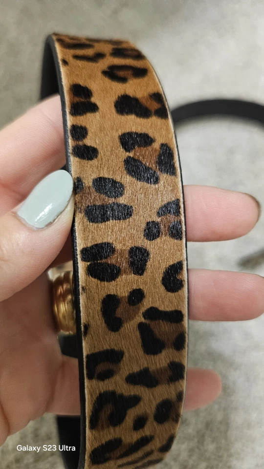 J. CREW Size Small Calf Hair Belt Gold Hardware Leather One - Image 4 of 4