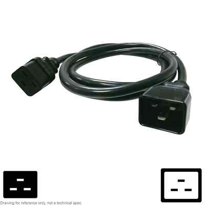 Cable AC Power Cord IEC C19 C20 PDU Extension 6FT 14AWG Well Shin WS-002F WS-003