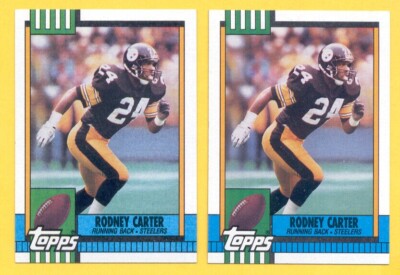 1990 Topps RODNEY CARTER Pittsburgh Steelers Card Lot both