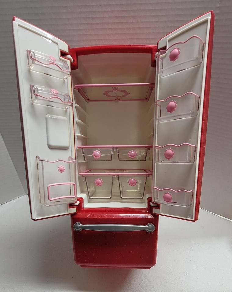 Battat Our Generation Red French Door Refrigerator 16" Tall Excellent