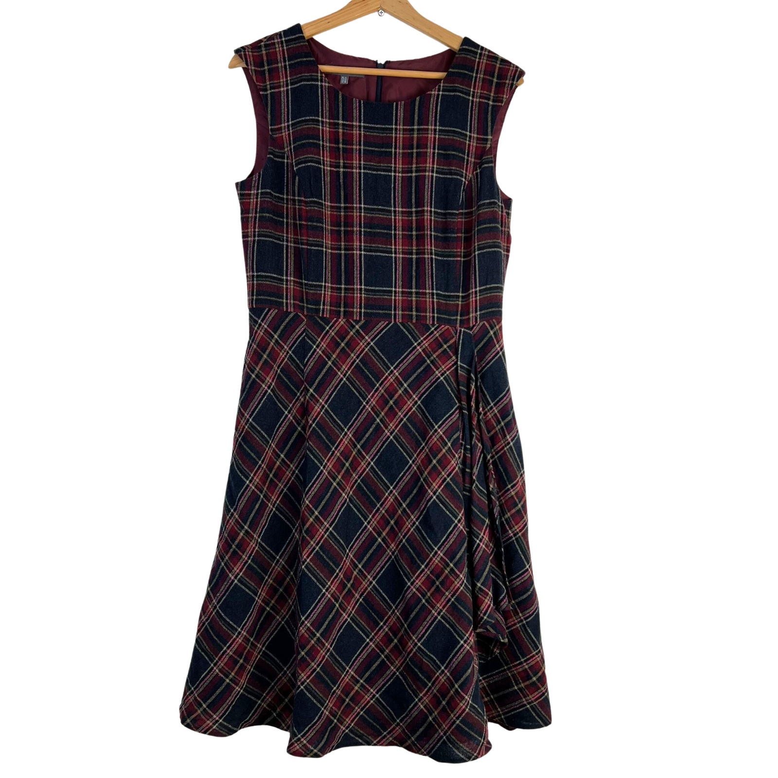 LAURA ASHLEY Dress UK 12 Check Plaid Kilt Sleeveless … Gem