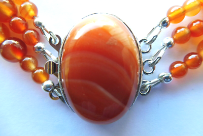 Collier 2 Rangs Cornaline 8 Et 6mm - Fermoir Cornaline 20mm, Fait Main France