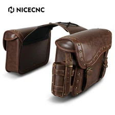Motorcycle Brown PU Leather Saddle Bags For Honda Shadow Rebel 500 750 1100 VTX