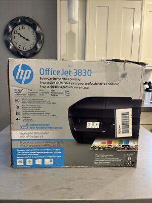HP OfficeJet 3830 Wireless All-In-One Instant Ink Ready Inkjet Printer - Black