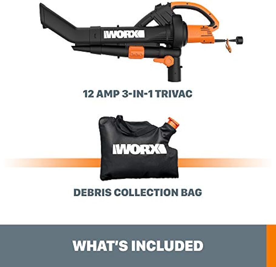 3-in-1 Blower Mulcher And Vacuum With Leaf Collection New Worx Trivac Collection