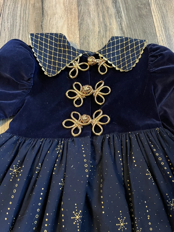Vintage DAISY KINGDOM Factory Dress Golden Angel Windsor Navy size 4 RN 77883 - Image 2 of 4