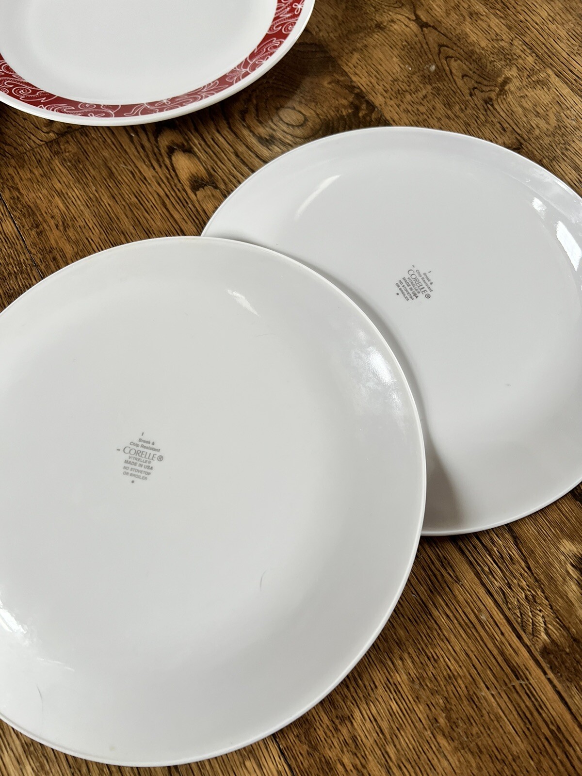 Corelle Bandhani Red White Floral Dinner Luncheon Bread&Butter Plates