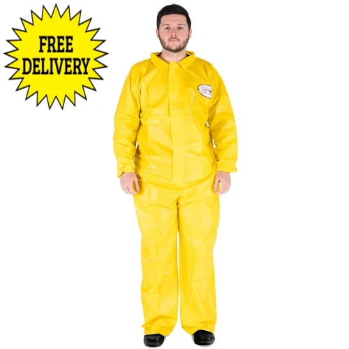 All-purpose Disposable Chemical Splash Protective Suit for Hazmat 1 Sz Fits Most - product listing photo