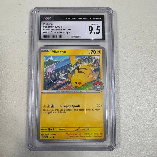 Pokemon 2024 Black Star Promos PIKACHU 190 CGC 9.5 MINT+ World Championships