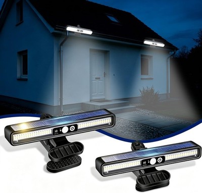 ICEKO Solarlampen für Außen mit Bewegungsmelder, 2 Stück Clip Solar Lampe, 3 Mo