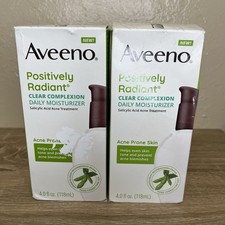 Aveeno Positively Radiant Clear Complexion Moisturizer 4 oz Lot of 2 NEW