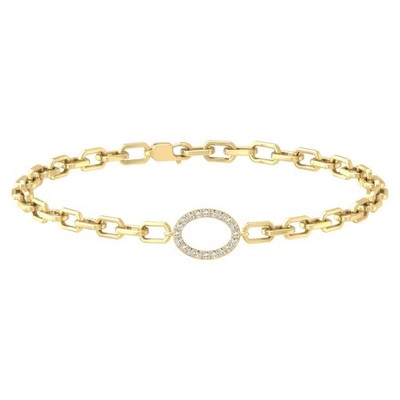 Modearmband 0,16 kt rund natürlicher Diamant 10 K Gelbgold 7 Zoll Geschenk für Frauen