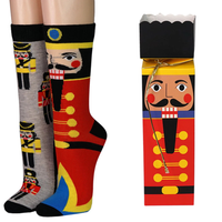 Weihnachtssocken Unisex Baumwolle Geschenkbox Nussknacker 2 Paar
