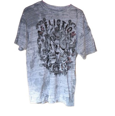 Affliction Men's Gray Y2k Graphic Print Short Sleeve T-Shirt 2XL Snake Theme