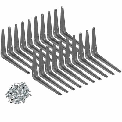 20 Pcs 6'' x 8'' inch Utility Metal Wall Shelf Corner Bracket Support Gray