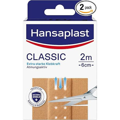 Hansaplast Classic Plasters (2 m x 6 cm), cuttable wound plasters with 1 pack