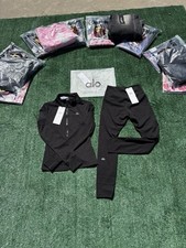 ALO Women's Black Tracksuit Set Zip-Up Track Jacket  Pants Size S Activewear
