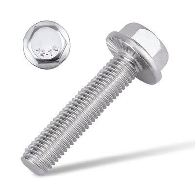 M10-1.5 x 40mm Hex Flange Bolt (1.57'' Thread Length), DIN6921, Serrated Locki...