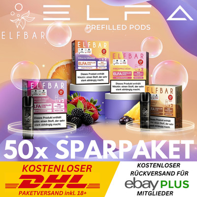 50x2 ELFA Pods by ELFBAR E-Zigarette Sparpaket E-Liquid mit 20mg Nikotin NicSalt