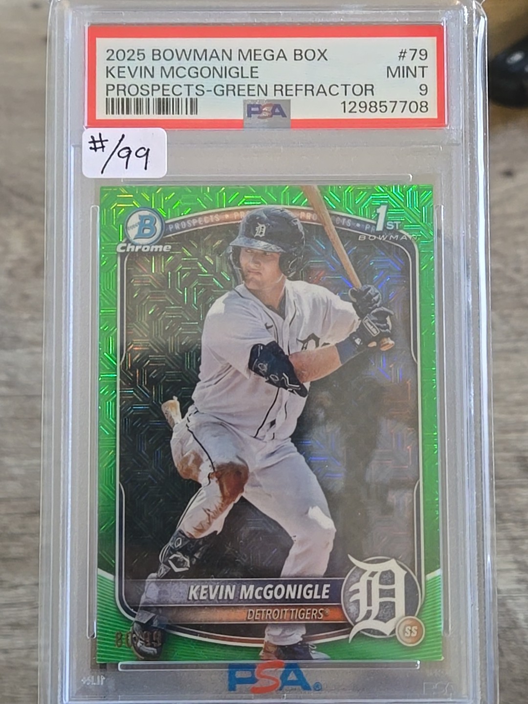 2025 Bowman - Chrome Prospects Kevin McGonigle #BCP-79 Green Mojo Refractor /99
