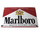 Vintage Marlboro Cigarette Sign - Porcelain Tobacco Gas Pump Store Sign