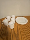 Vintage Fire-King Milk Glass Mug & Plate Set – 9 Pieces – Anchor Hocking White
