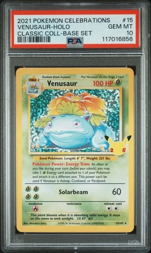 2021 Pokemon Celebrations Classic Collection #15 Venusaur-Base Set PSA 10
