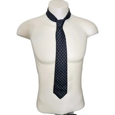 Brooks Brothers Makers100 Silk Tie Vtg 80's Navy Blue With Foulard Pattern