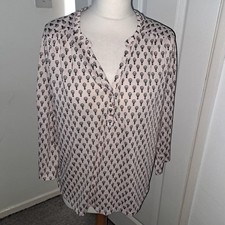 1 H&M różowo-czarny balon na gorące powietrze wzór top z rękawem 3/4, rozmiar L UK 14-16