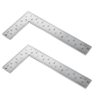 2pcs Stainless Steel L Shaped Ruler 90 Degree Right Angle Double Sided Ruler Sli