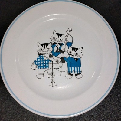 Arabia of Finland Jazz Cats 1960's Plate. Highly Collectible & HTF