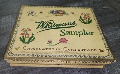 Vintage 1960s Whitmans Sampler 2 Lb Chocolate Empty Box Inside Lid Diagram Map