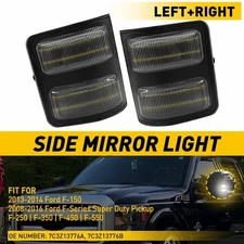 Clear Mirror Side White LED Light Signal Fit 2008-2016 F350 Ford F250 Super Duty