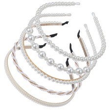 5 Pcs White Headbands for Women, Pearl Headband for Girls, Fashion Womens Hea...