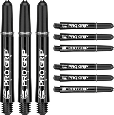 Target Darts 3 x Sätze Schwarz Pro Grip Spin Dart Stiele Kurz - 9 Dartschäfte In