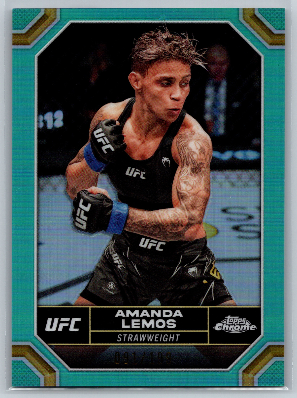 Amanda Lemos 2024 Topps Chrome UFC Aqua Refractor /199 #14