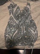 White & Silver Hoco Dress
