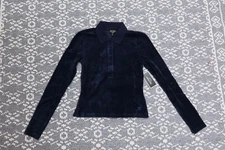 New Juicy Couture Stretch Velour Long Sleeve Polo Shirt - Size XS - REGAL