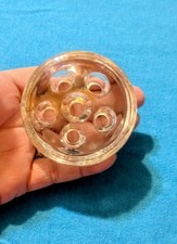 Vintage Small Clear Glass Flower Frog Round 6 Holes