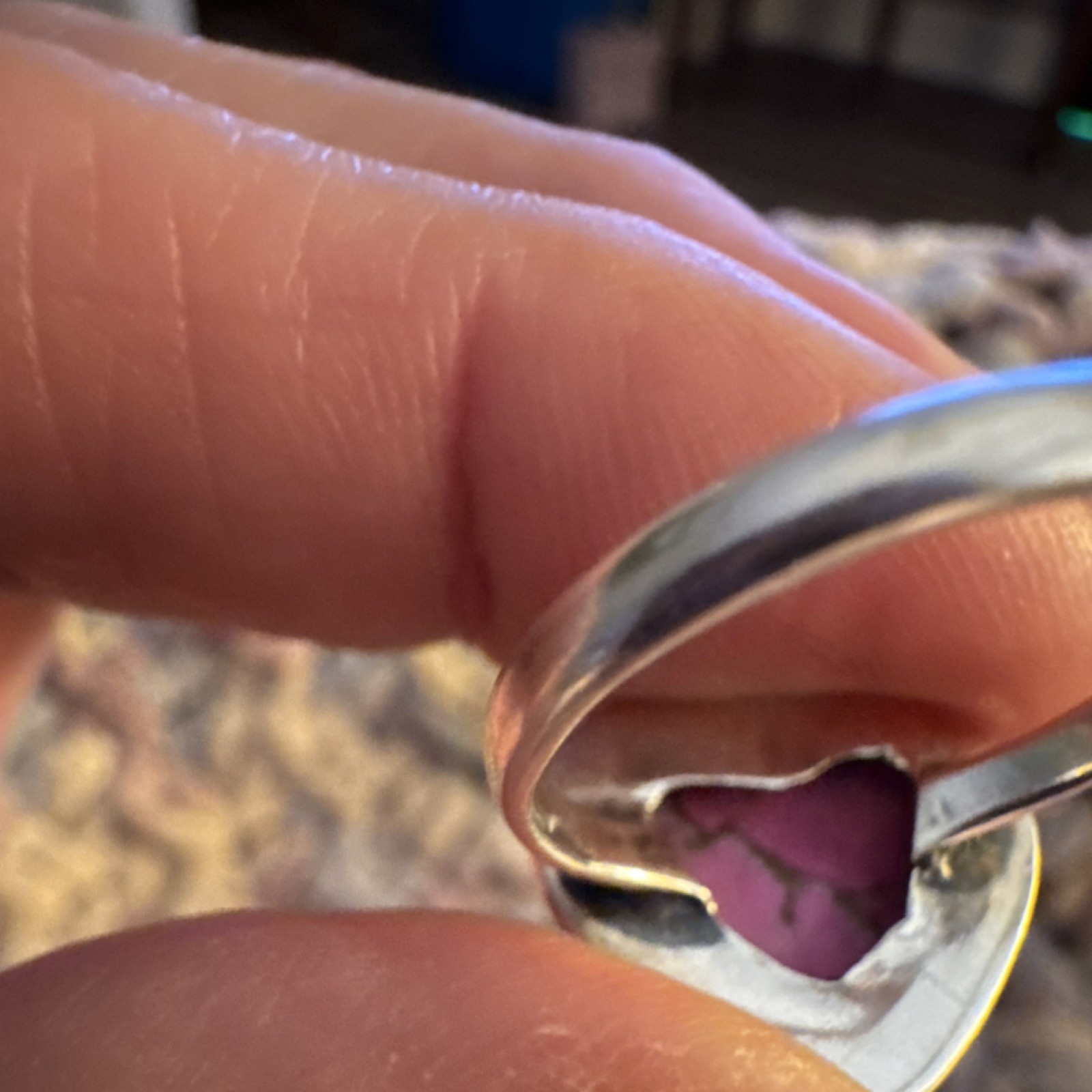 Heart-Shaped Silver Statement Ring with Pink & Bl… - image 3